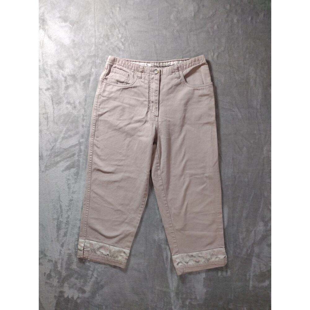 Vtg Christopher & Banks Capri Jeans Womens 6 Beige Cats-Waist & Legs Hong Kong